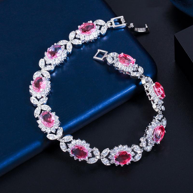WWJ Rainbow Mystical Cubic Zirconia Leaf Design Tennis Bracelet for Women