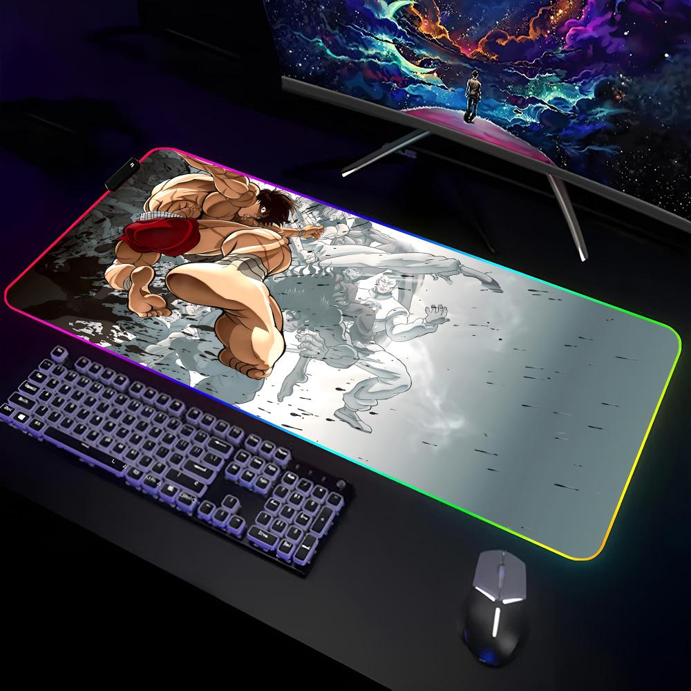 

Yujiro Baki Hanma Mouse Pad Gamer RGB Deskmat Keyboard Mat Gaming Laptops LED Mousepad Desk Protector Anime Mause Mats RGB600x300x3mm
