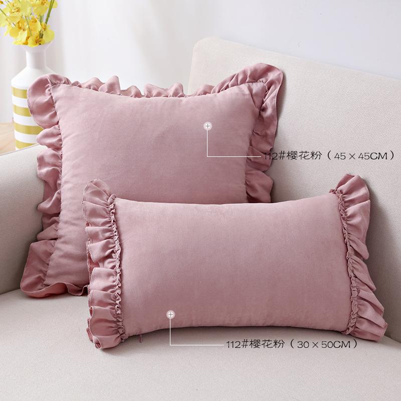 BUYNOW 1PC Suede Ruffle Skirt Small Fresh Pillowcase Pillowcase Sofa Pillowcase Bedside Cushion Cover Home Bedroom Decoration