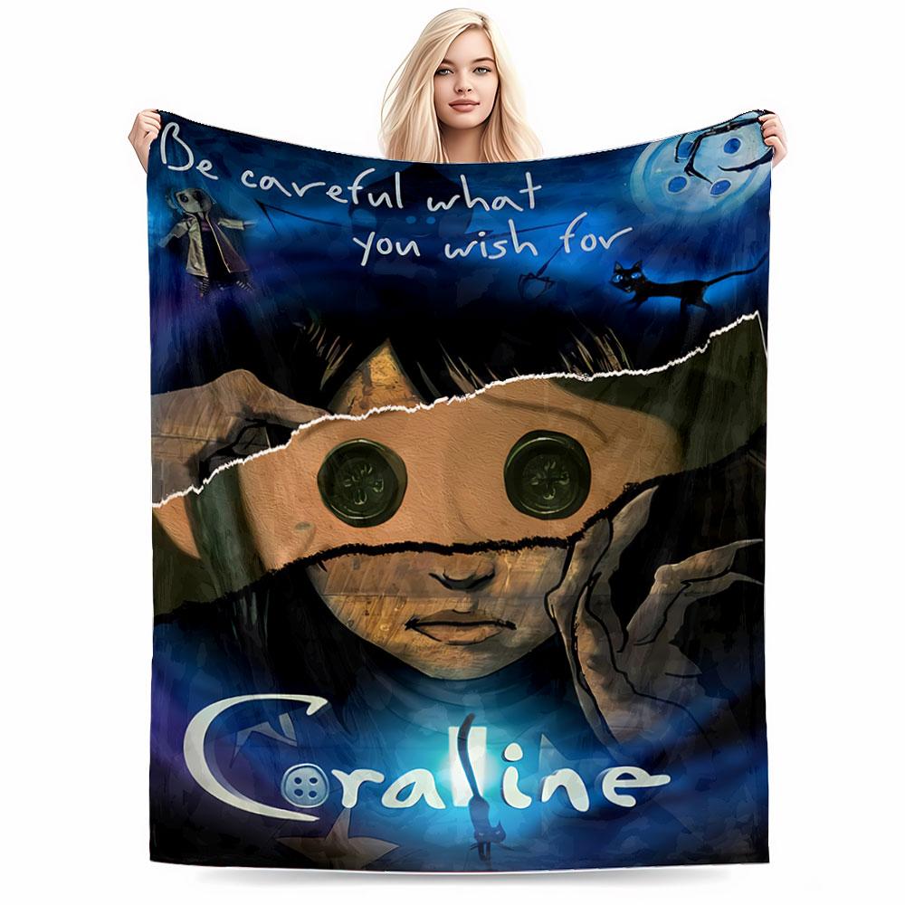 Coraline Button-Eyed Blanket for all seasons blanket lunch break throw gift