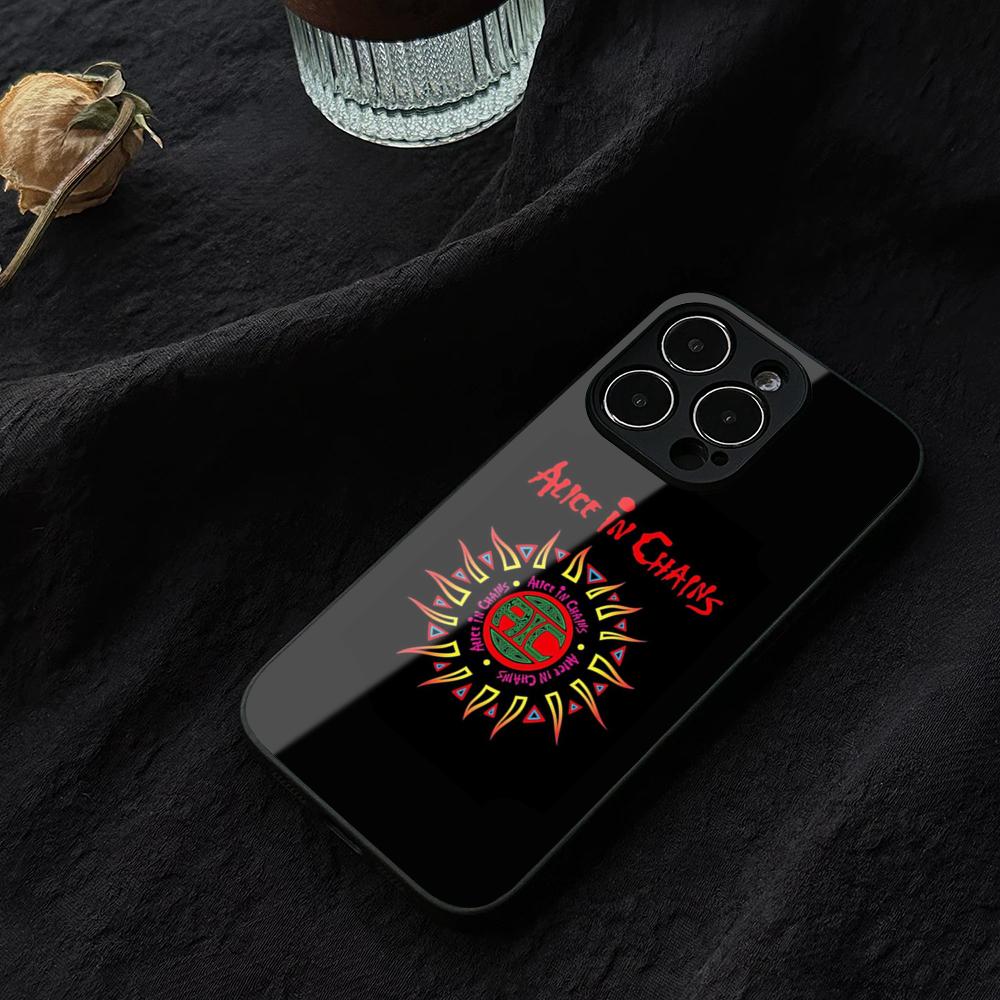 Retro Musik Alice In Chains Handyhülle Gehärtetes Glas Für IPhone 16 17 13 14 12 15 11 Pro Max Plus Mini XR SE2020 Hülle