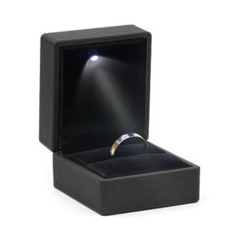 Luxury Bracelet Box Square Wedding Pendant Ring Case Jewelry Gift Box with LED Light for Proposal Engagement Wedding