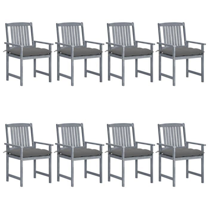 VidaXL Lot de 8 Chaises de Jardin avec Coussins, Sièges de Terrasse, Chaises de Salle à Manger, Meubles de Patio Extérieur, 3078250