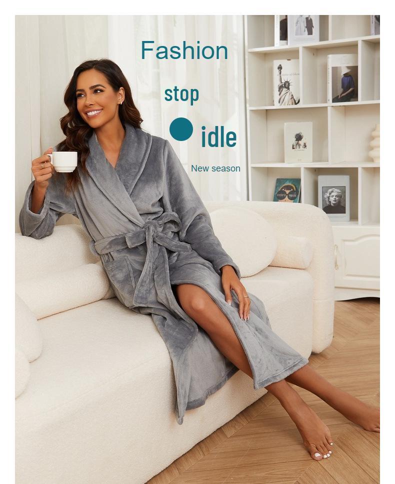Übergröße Flanell Revers Pyjama Morgenmantel Set für Paare - Warme Herbst/Winter Europäische Amerikanische Hauskleidung