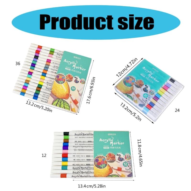 Acrylmarker 12/24/36 Farben Acrylfarbstift Leuchtende Farben, Schnelltrocknend zum Malen auf Papier Holz Stein Glas Stoff