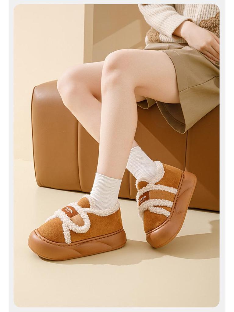 Women's 2025 Indoor/Outdoor Plush Winter Slippers: Thick-Soled, Warm Cotton, Closed-Heel.