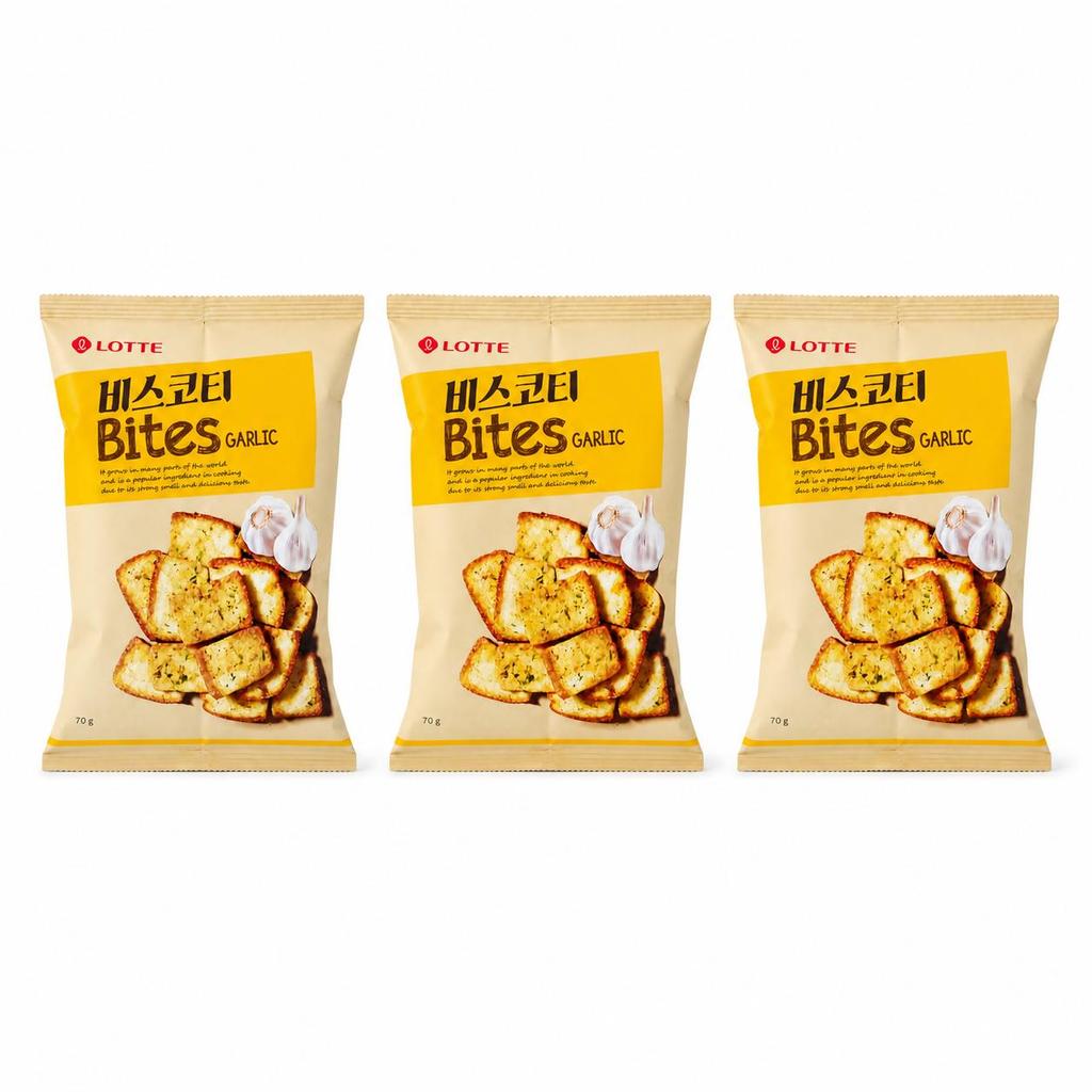 Chips de Pan Horneado con Sabor a Ajo Lotte 70g