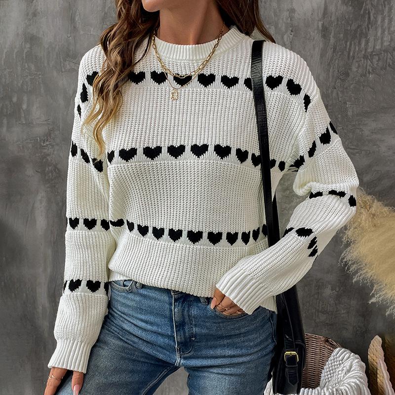 

Romantic Heart Design Women s Knit Pullover Sweater - Autumn/Winter Collection Medium белый