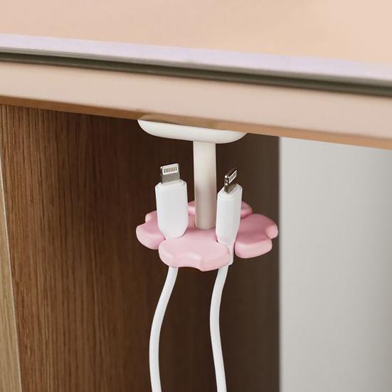 Blumen-Kabel-Organizer Klebend Zuhause Büro Nachttisch Schreibtisch Kabelhalter Kabelmanagement-Clip Ladekabel für das Telefon