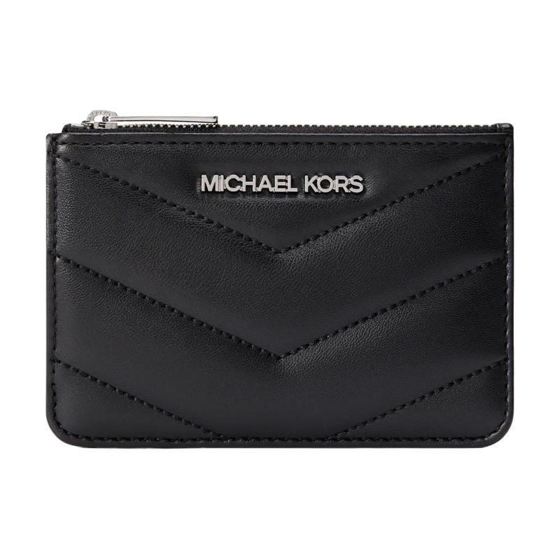 MICHAEL KORS Jet Set Travel Logo Letter Metal Zipper Closure Artificial Leather Wallet Small Men s Black чёрный