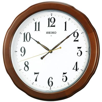 Seiko Ceas de perete cu radio analogic, cadru din lemn, lemn maro KX326B