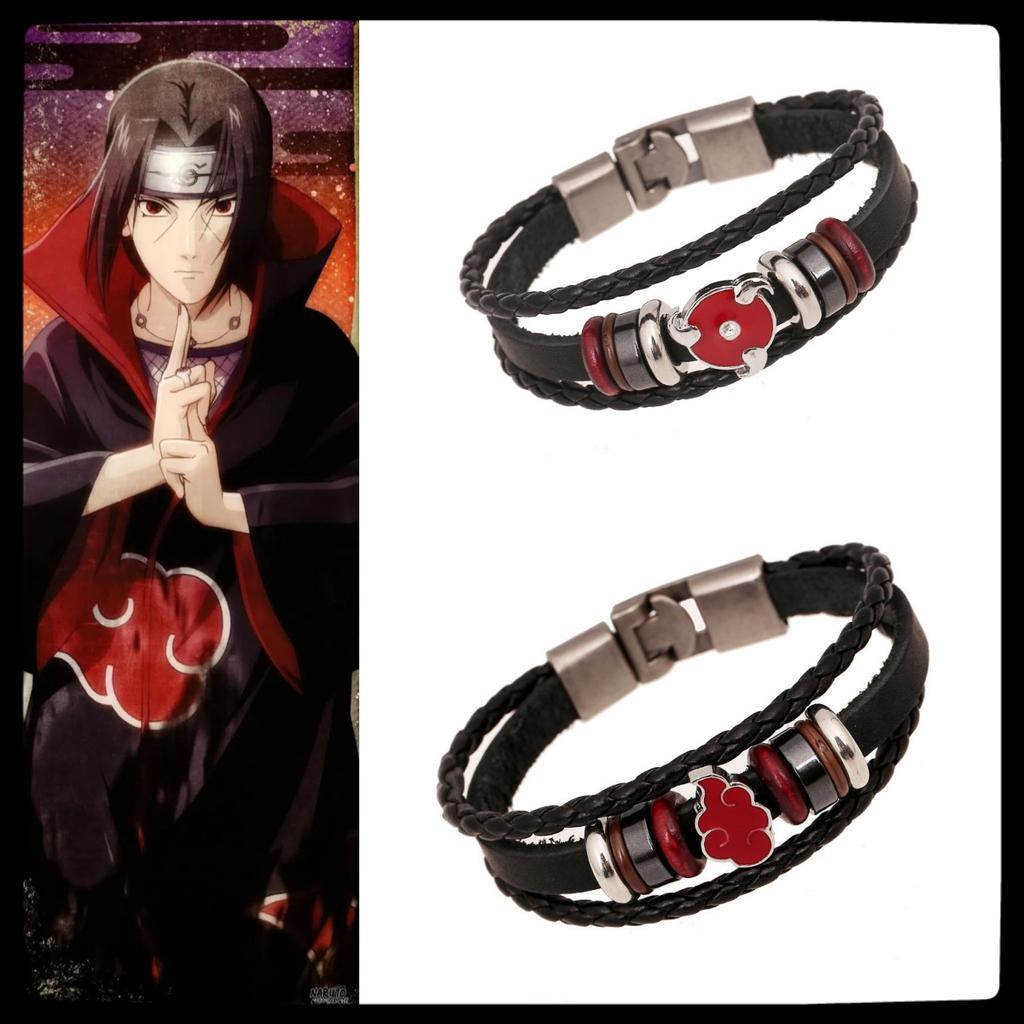 naruto anime peripheral Xiaotong Hongyun alloy bracelet personalized leather bracelet cartoon men bracelet birth date present