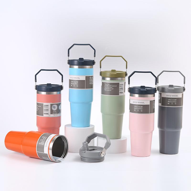 30 oz Vacuum Thermos Cup with Treatment Double Layer Thermos Cup Stainless Steel Sports Water Bottle Hot and Cold Drinks