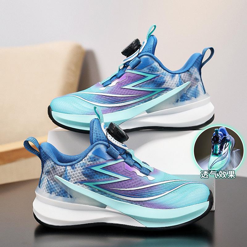 Boys Shoes Summer Girls Single Mesh Non-stuffy Feet Non-slip Kids Shoes Rotary Buckle Ultra Breathable Outdoor Running Shoes