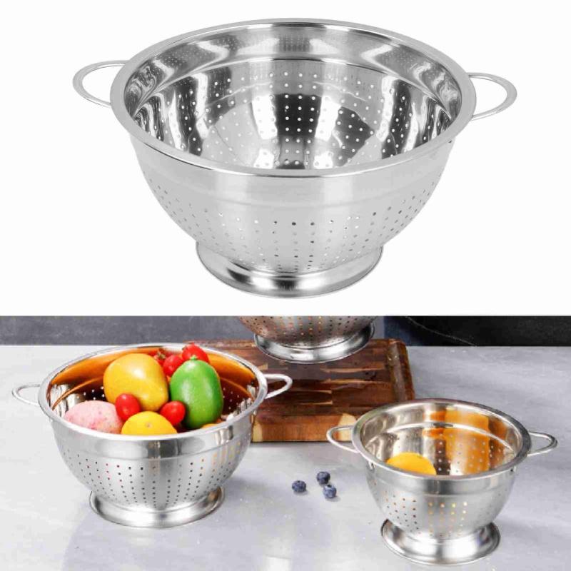 Fruit Strainer Basket Multipurpose Stainless Steel Vegetable Fruit Kitchen Colander Bowl For Pasta Fruit Noodle 26cm / 10.2in
