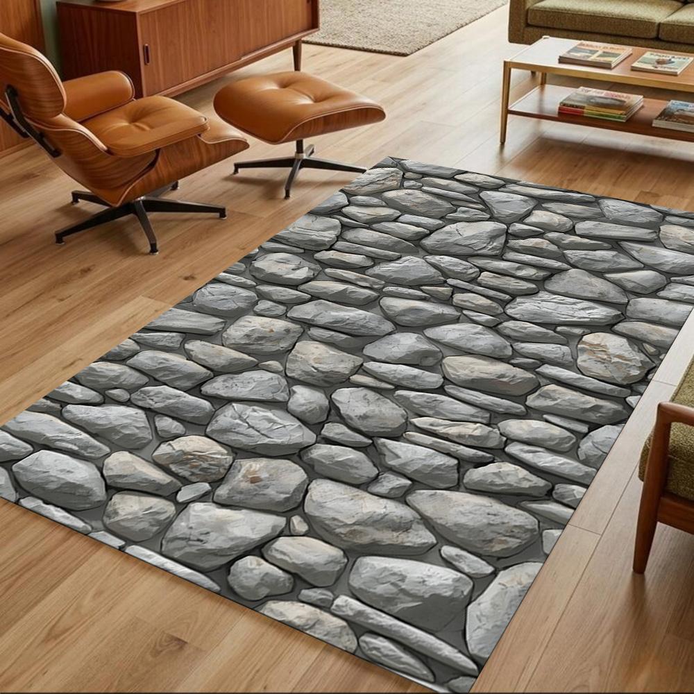 Stone Wall Texture Pattern Non-Slip Home Carpet Design for Living Room Bedroom Office Decor Gift with Vibrant Pattern and Comfortable