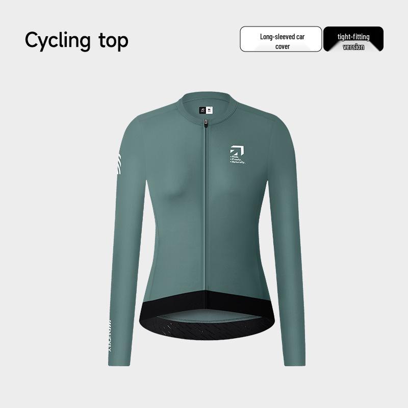 NUCKILY Women's Long Sleeve Cycling Jersey - Breathable, Sweat-Wicking, Tight-Fit Road Bike Top for Spring and Autumn.
