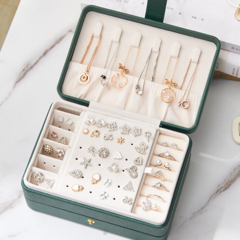 Fashion Style Jewelry Packaging Box Personalized Leather Jewelry Box Luxury Three Layers Travel Display Showcases Holiday Gifts