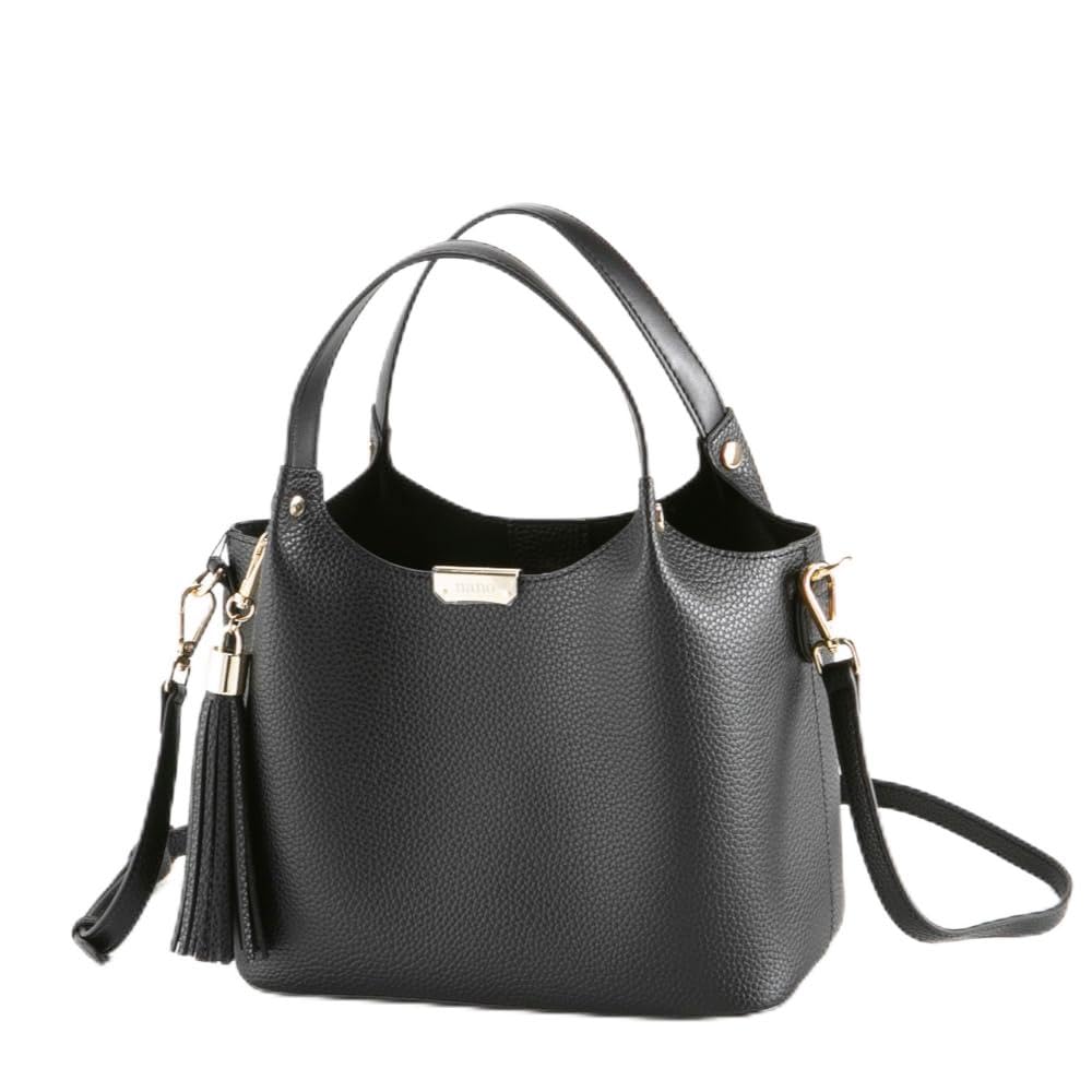 

Shoulder bag for black [Nano] women, handbag, crossbody, small, mini, leather, stylish, 2-way, чорний
