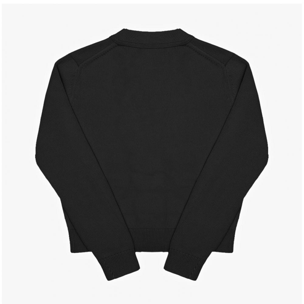 Acne Studio C60104 Black  900  Face Logo Patch V Neck Public Cardigan