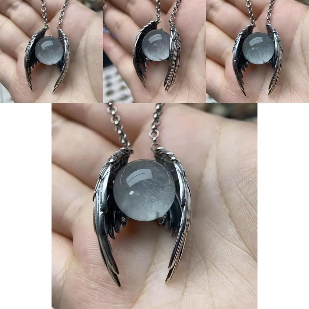 Ghost Wings Faux Crystal Vintage Necklace With Cartoon Pendant For Fashion Ol Women Men