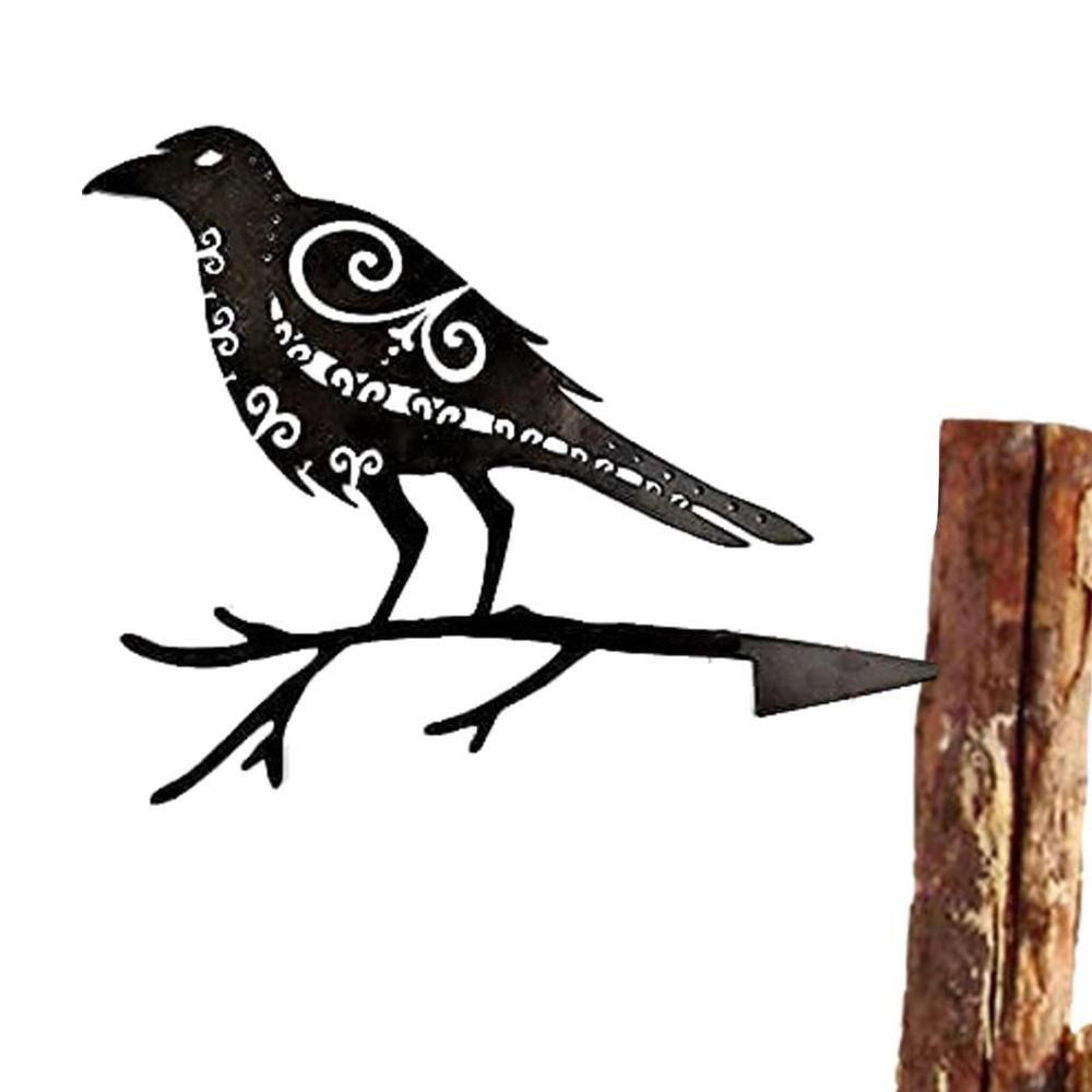 

Black Garden Bird Plug-in Waterproof Bird Fence Ornaments Metal Bird Wall Signs Interior Decor