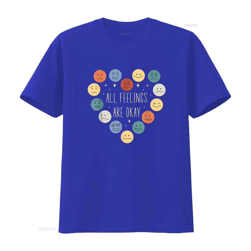 All Feelings Are Okay Mental Health Awareness Month Plus Size Vent Emotion T Shirt Vintage Washed Casual Designer Clothes