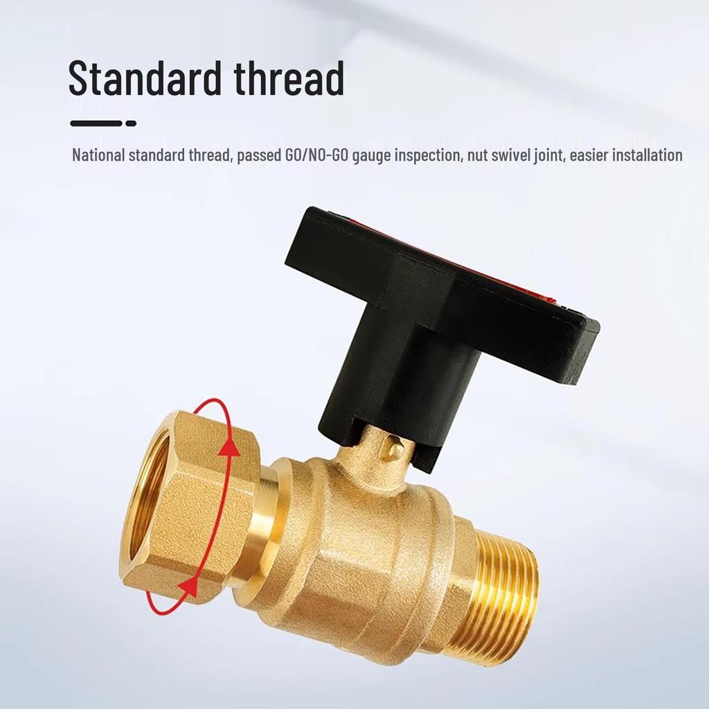 High-Flow Copper Ball Valve with Quick Connect for Fan Coil Units, Dual Thread Male and Female, 1-Inch and 3/4-Inch Options