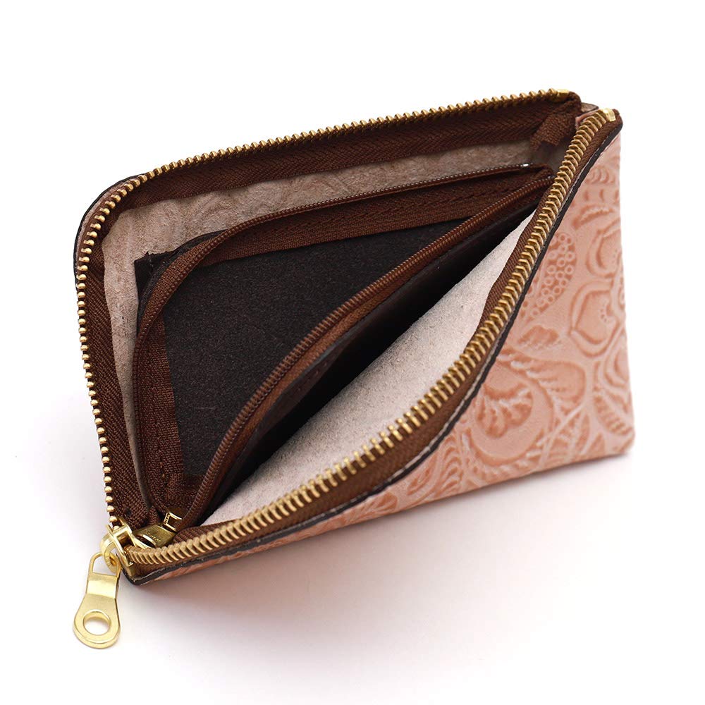 AGILITY Affa Smartphone Wallet with Cowhide Mini Wallet with Floral "Smart Wallet" L-shaped Zipper, Leather, Pattern, Women's