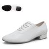 Scarpe da Uomo in Pelle Bianca Perforate Moderne per Ballo da Sala Fondo a Due Punti Scarpe da Ballo Latino Sneakers per Square Dance