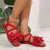 2025 Summer Women's Fashion Bow Elastic Band Large Size Beach Sandals