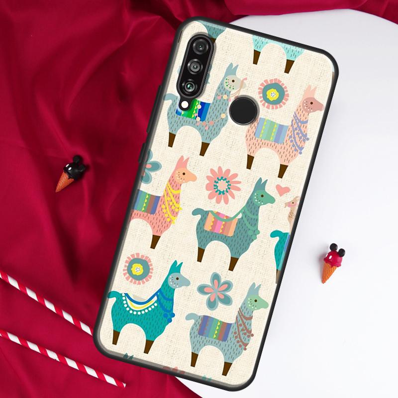 Cartoon Alpaca Llama For Huawei Nova Y61 Y70 Y90 Y60 Y72 Y91 12s 12i 11i 7i 8i 9 10 SE P60 Pro P30 P40 Lite Case