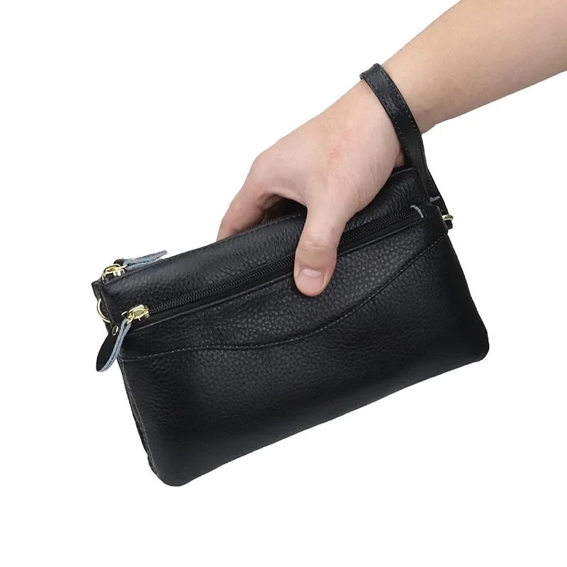 Borsa a tracolla da donna in vera pelle Piccole borse a spalla Borsa a pochette da polso casual Borse a messenger di grande capacità per donna