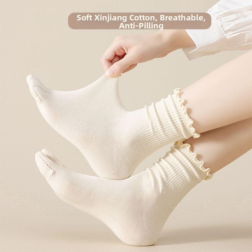 Breathable Five Fingers Socks Edge Curl Short Socks Cute Cotton Socks  Women