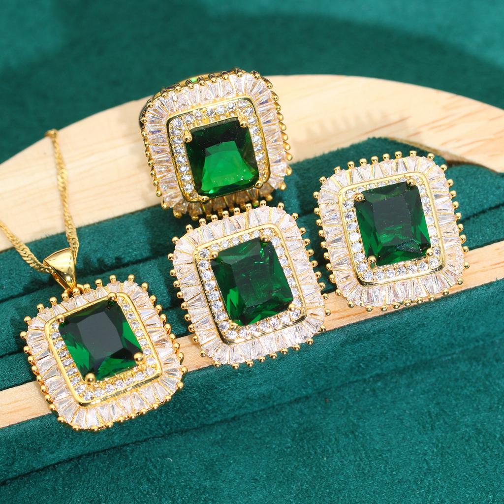 Europe and The United States Hot Jewelry Allergy AAA Zircon Necklace Earring Ring
