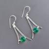Natural Green Onyx Cab Gemstone 925 Sterling Silver Handcrafted Earrings 1.45" EE-66-33