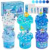 6 Pachete Kit Slime Albastru Gradient - Slime Nor, Slime Unt & Slime Transparent, Slime Crocant pentru Copii cu Diverse Adăugiri pentru Slime, Petrecere cu Slime Non-lipicios