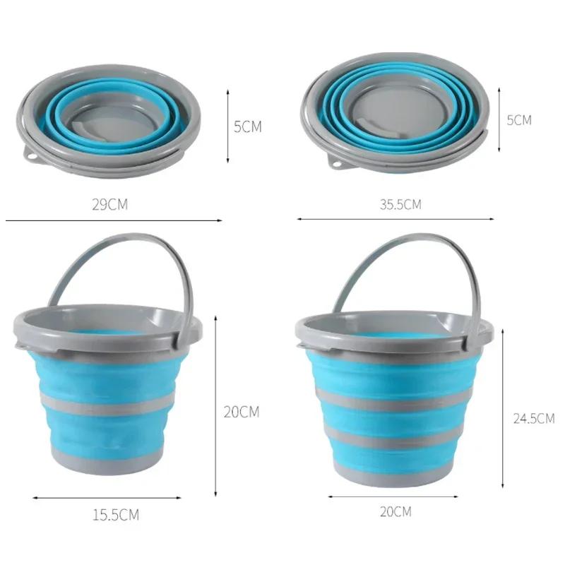 Secchio pieghevole da 5/10 litri, secchio pieghevole portatile, secchio in silicone per lavaggio auto, secchio per pesca all'aperto, secchio da viaggio, secchio per la casa