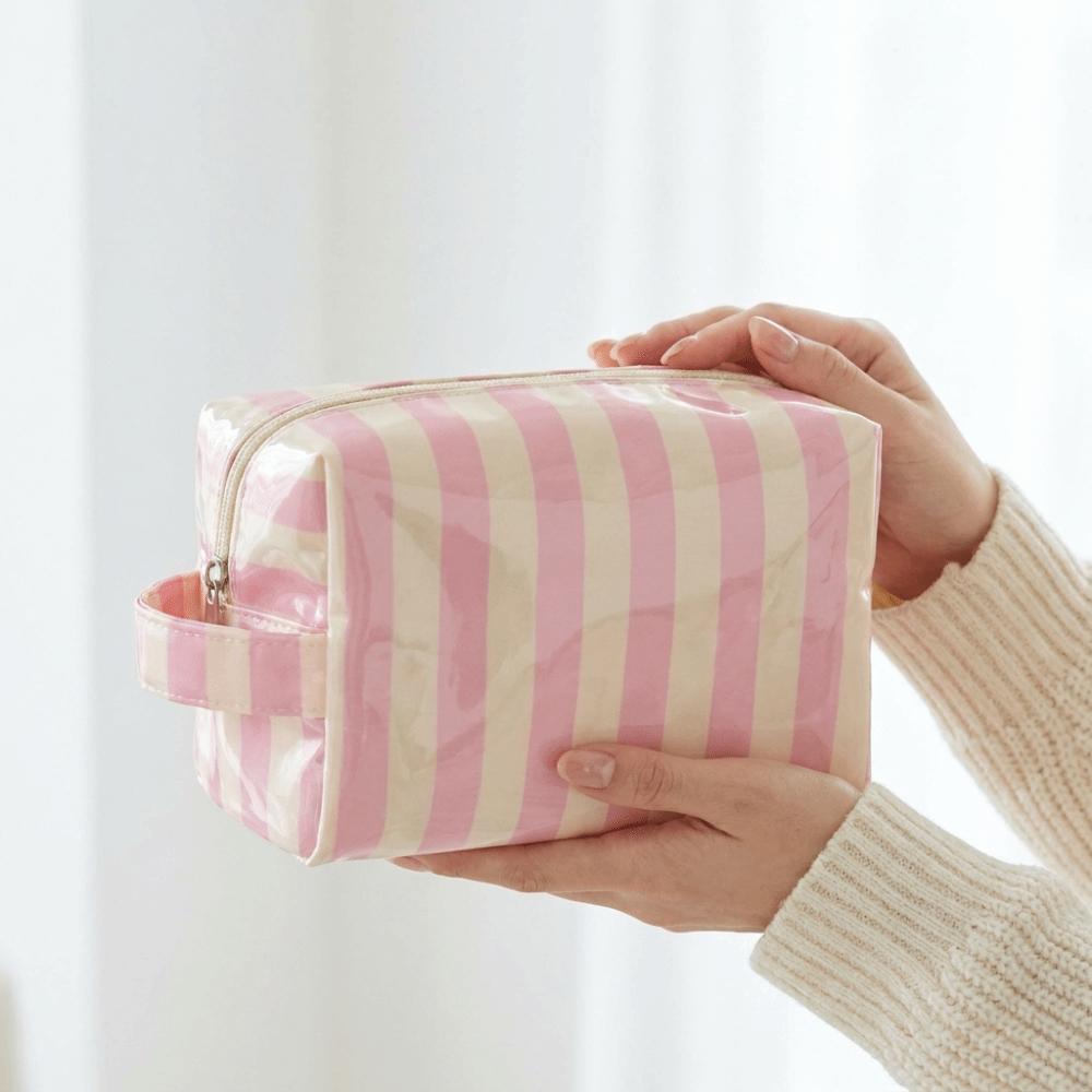 Waterproof Travel Cosmetic Storage Bag Pink PVC Makeup Organizer Fashion Toiletry Storage Bag Gym