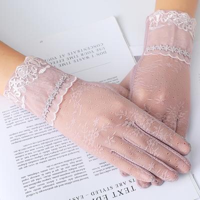 Spring and Summer Sun Protection Gloves Lace Lace Touch Screen Gloves Women's Driving Easy Breathable Outdoor Sunshade Cycling Gloves