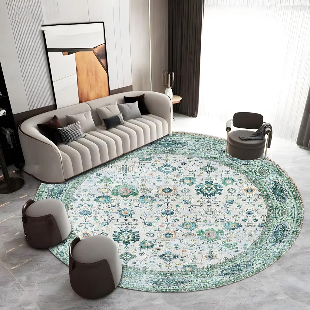 Mandala-Druck Runder Teppich Nordisch Modern Wohnzimmer Rutschfester Teppich Couchtisch Fußmatte Schlafzimmer Bodenteppiche Erkerfenster Stuhlmatte