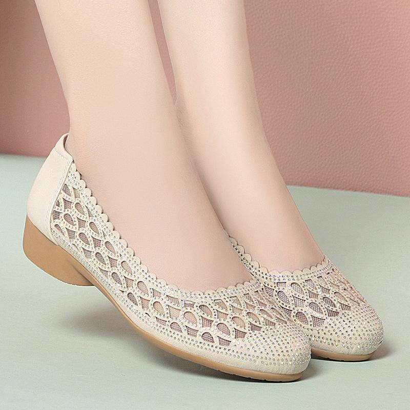 

Mom Sandals Mesh Breathable Single Shoes For Women In Summer Toe Shoes Soft Sole Shoes For Women Casual And Fashionable New 35