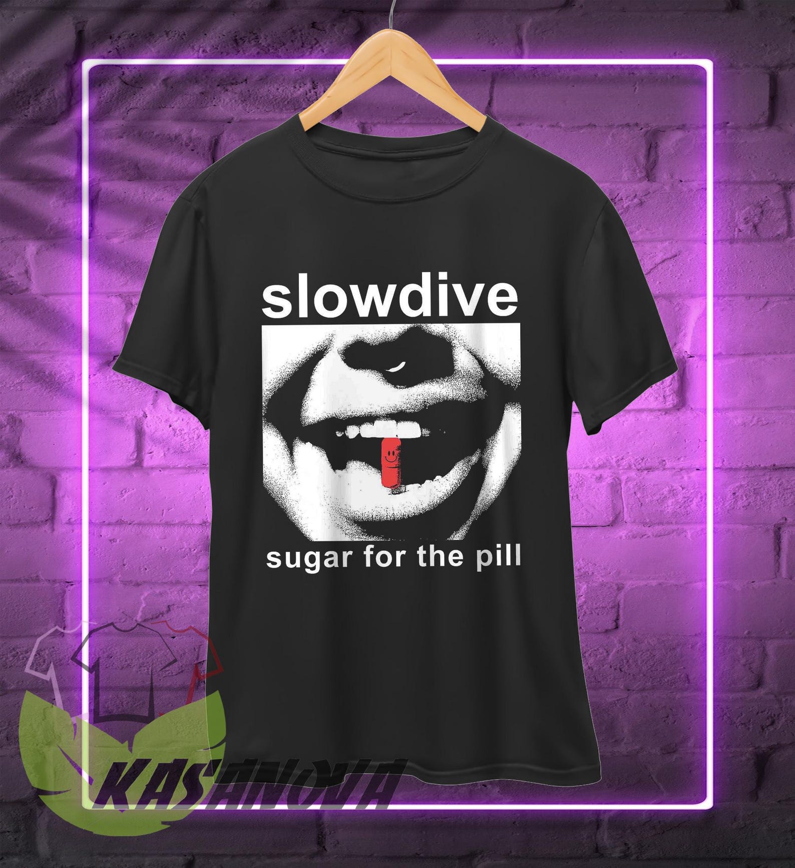 Slowdive sugar for the pill T-Shirt, Retro Pop Rock Band Music Merch Shirt S