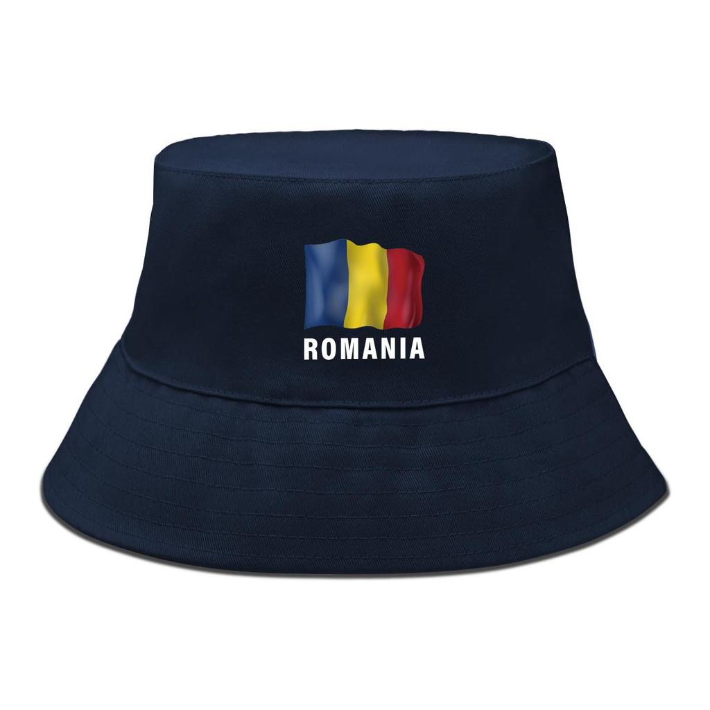 Bucket Hat With Romania Flag Print , Patriotic Men's Hat Simple Lightweight Reversible Beach Hat