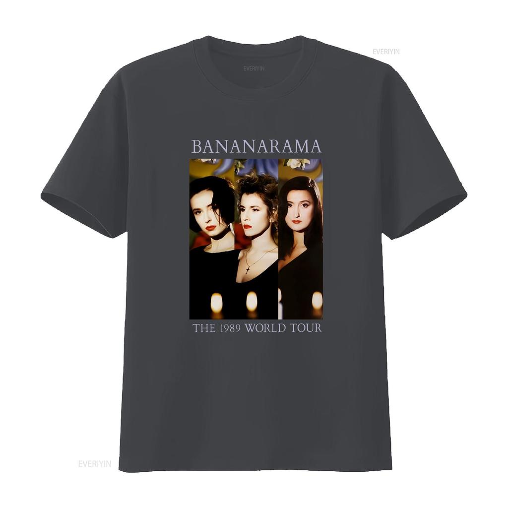 Bananarama Band The World Tour Black Cotton T Shirt TS Vintage Washed Unisex Slightly Designer Clothes Breathable Soft Homme