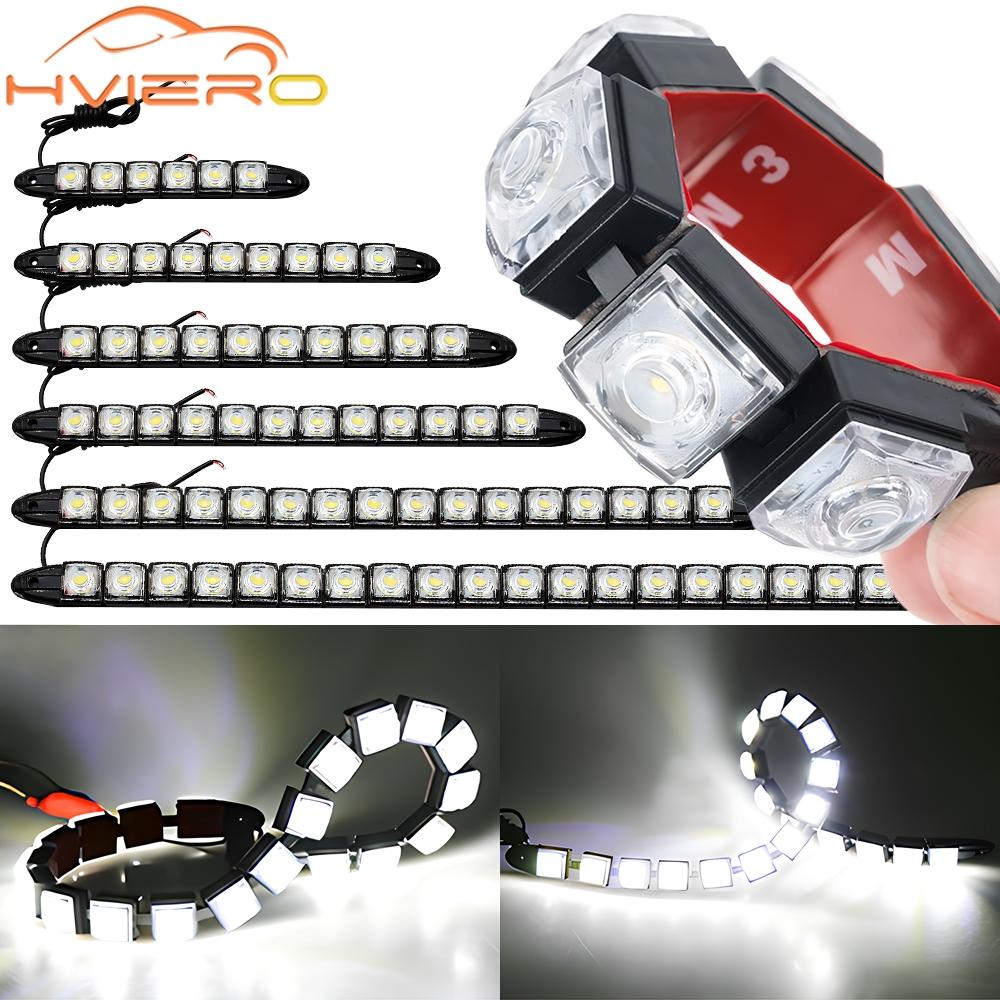 1PCS DRL COB White Flexibles Fog Lights Day Times Running Auto Head Lamp Waterproof 10w Bright Led Car Styling Gluttonous Snake