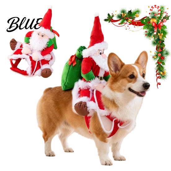 Festive Dog Clothes for Parties Santa Riding Pet Christmas Costume 3D Funny Rider Outfit Small Medium Apparel Dogs & Cats Adjustable Holiday Cosplay