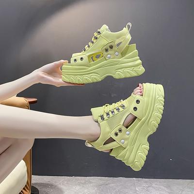 Sandales d'été 2025 à plateforme épaisse 8 cm pour femme, à bout ouvert, respirantes, compensées pour femme, chaussures de plage décontractées d'extérieur, pantoufles romaines pour femme