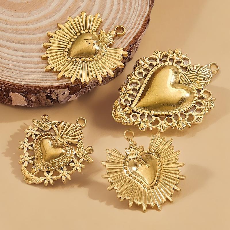 Yori 5PCS Stainless Steel Fashion Sun Love Heart Pendant Bracelet Necklace DIY Accessories Waterproof Wholesale