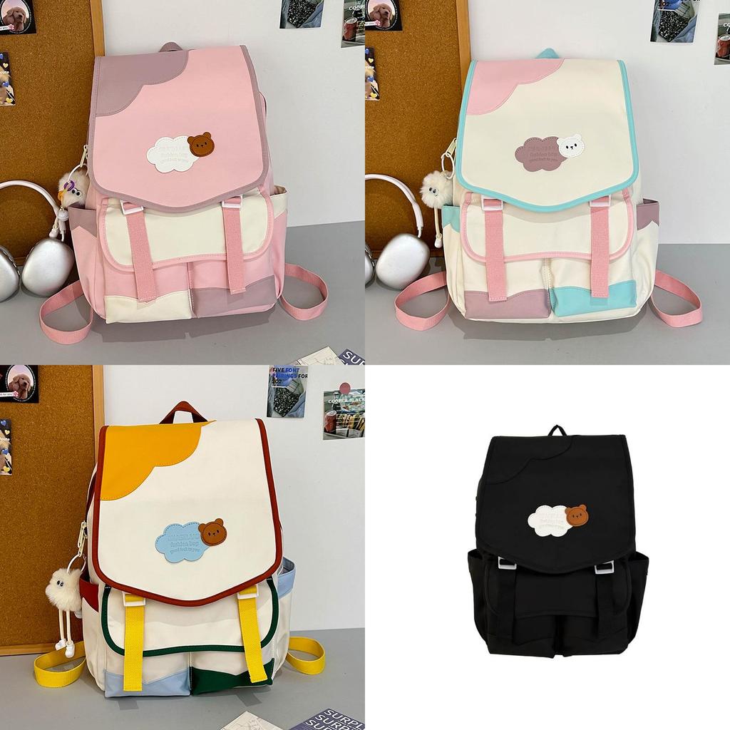 Cute Neon Color Nylon Backpack For Girls With Design For School And College